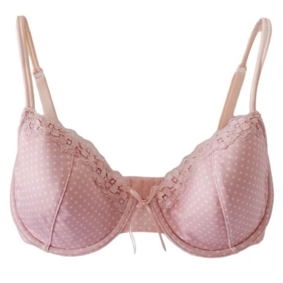 Pink Polka Dot 3 Piece Lace Trim Bra & Thong Bundle | Like New | 32D, Small - Picture 2 of 13